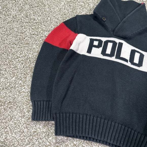 Polo Ralph Lauren Shawl Collar Sweater Spell out Kids Size 5 - Picture 4 of 12
